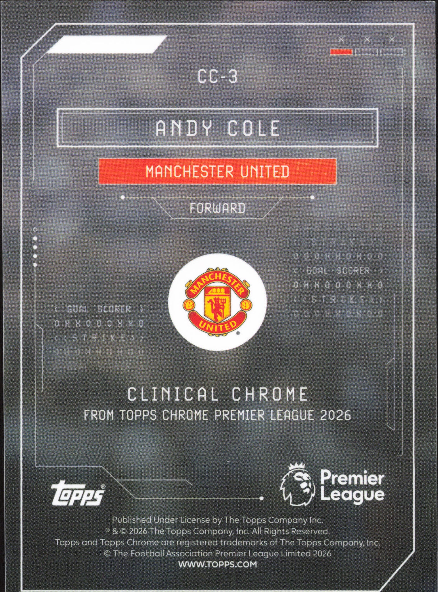Andy Cole Clinical Chrome Topps Chrome EPL