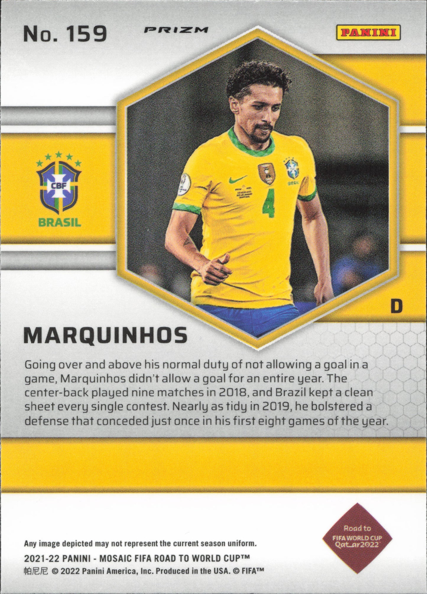 Marquinhos Orange Panini Mosaic World Cup Qatar