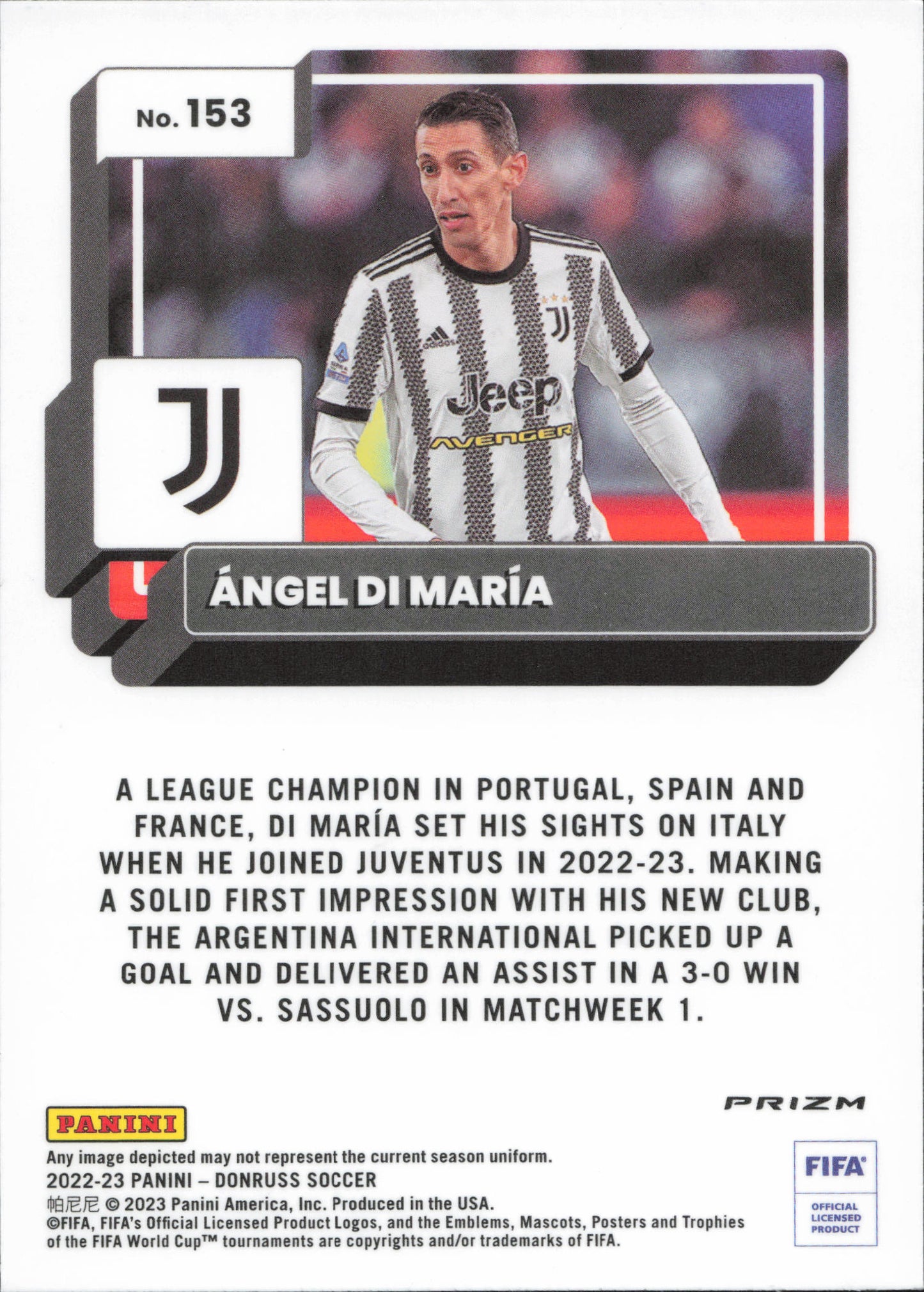 Angel Di Maria Orange Cracked Ice Panini Donruss Optic