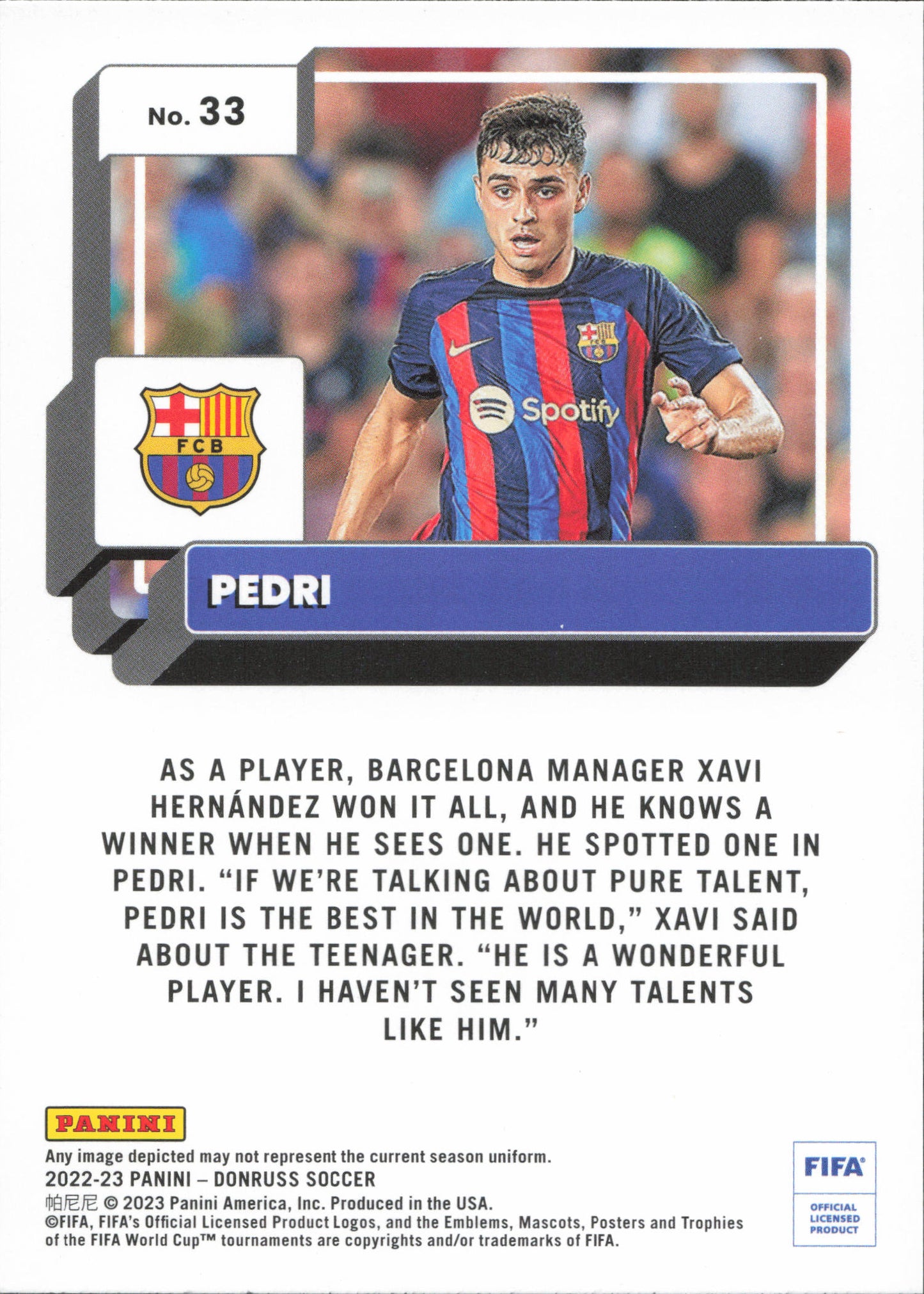 Pedri Orange Panini Donruss 2022-23