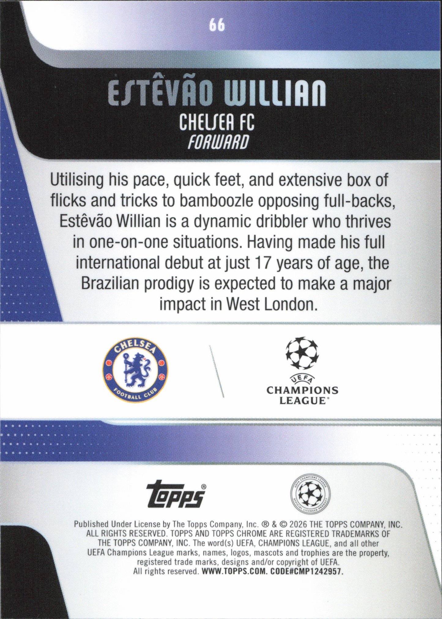 Estevao Willian Rookie Pulsar Topps Chrome UCC