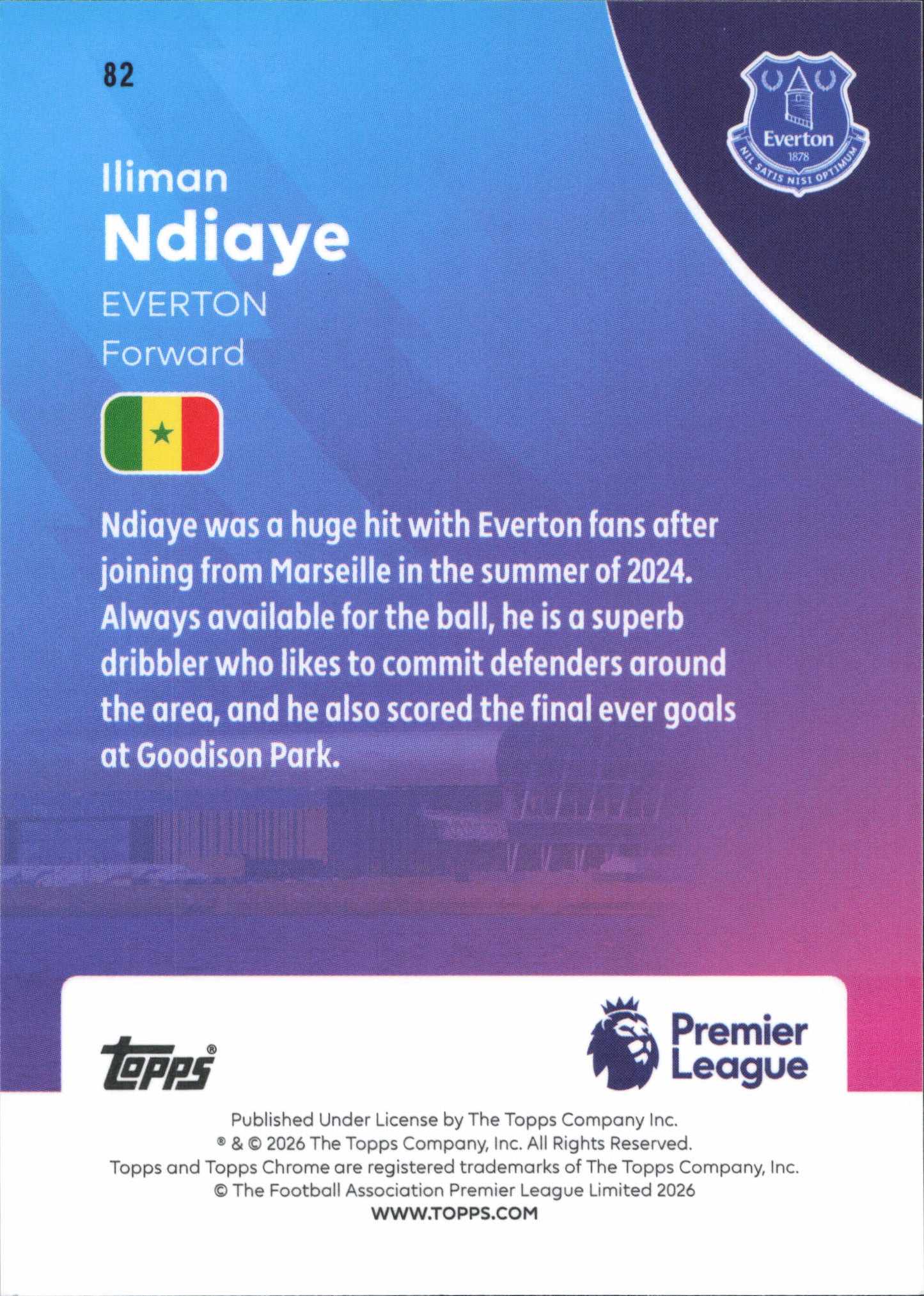 Iliman Ndiaye Numbered /150 Topps Chrome EPL