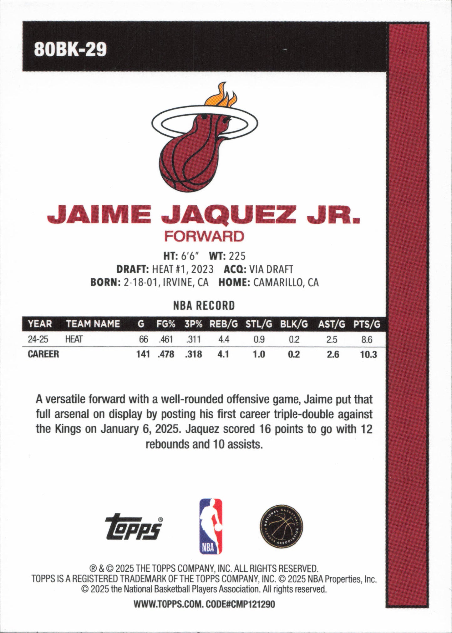 Jaime Jaquez Jr. Topps Flagship NBA