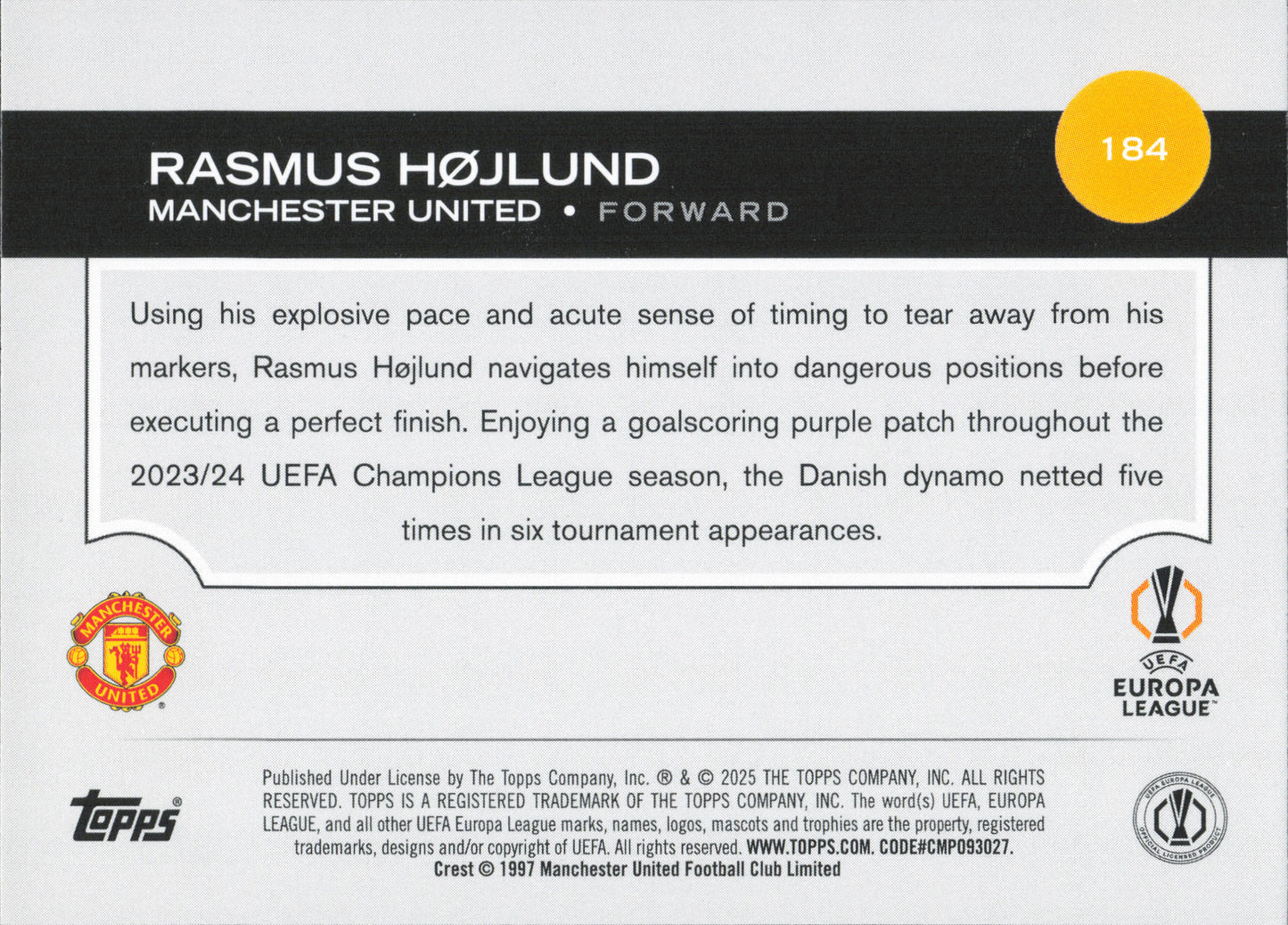 Rasmus Hojlund Northern Lights Topps Flagship