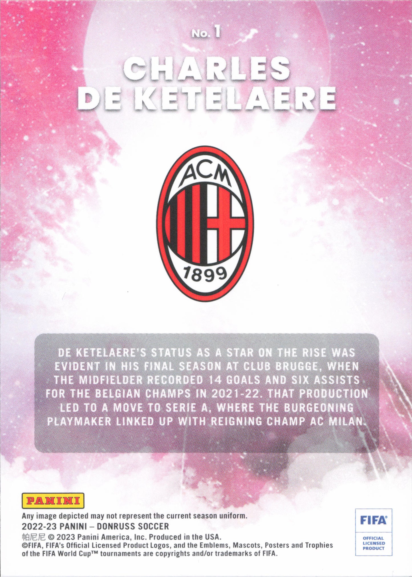 Charles De Ketelaere Zero Gravity Panini Donruss