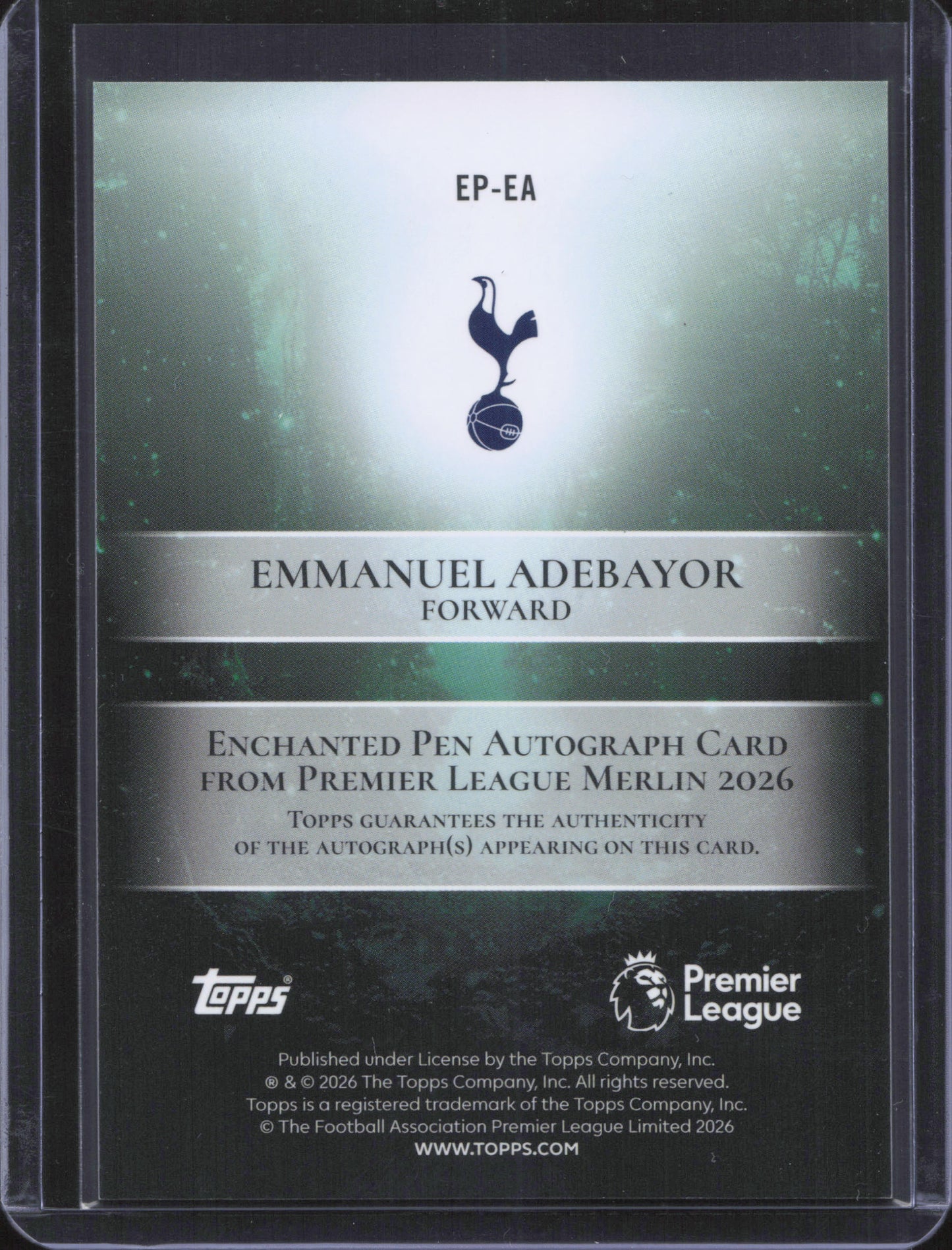 Emmanuel Adebayor Autograph Numbered /50 Topps Merlin EPL