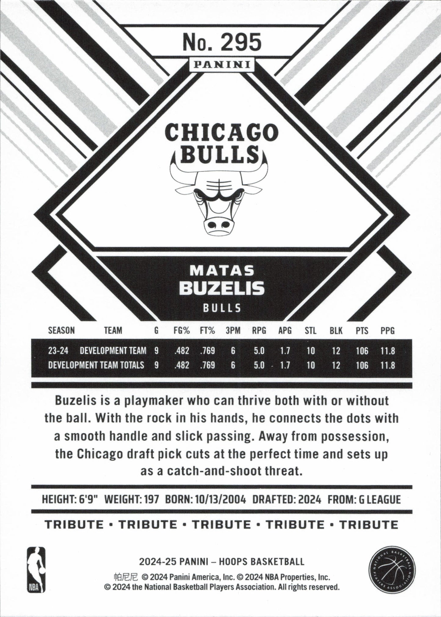 Matas Buzelis Rookie Panini NBA Hoops
