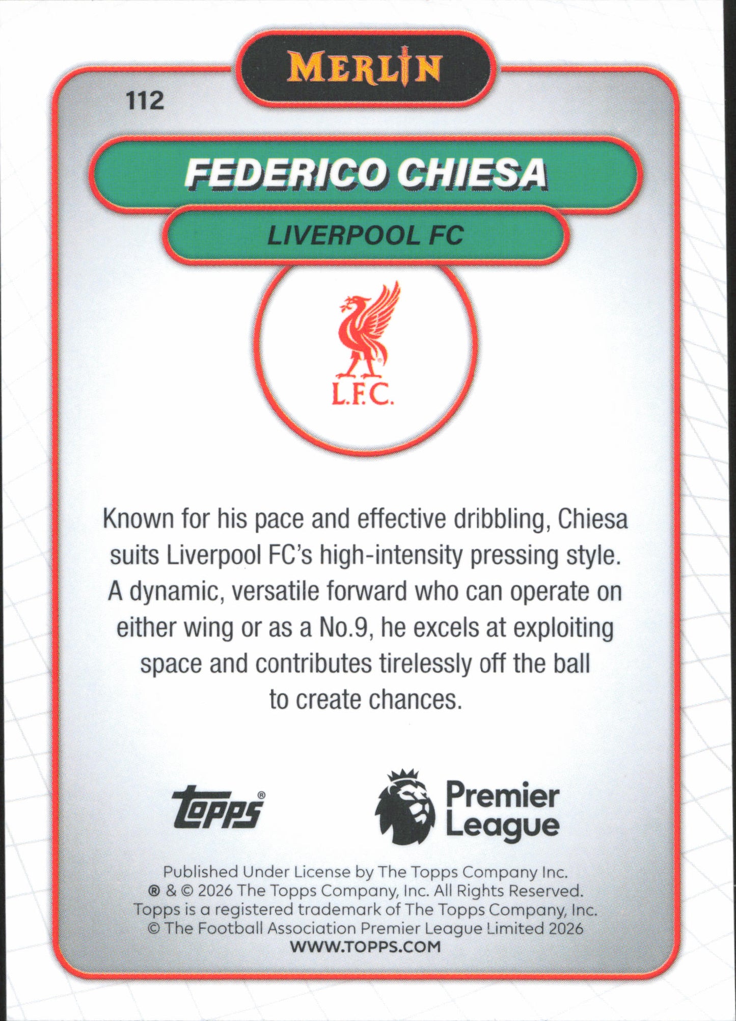 Federico Chiesa Raywave Topps Merlin EPL