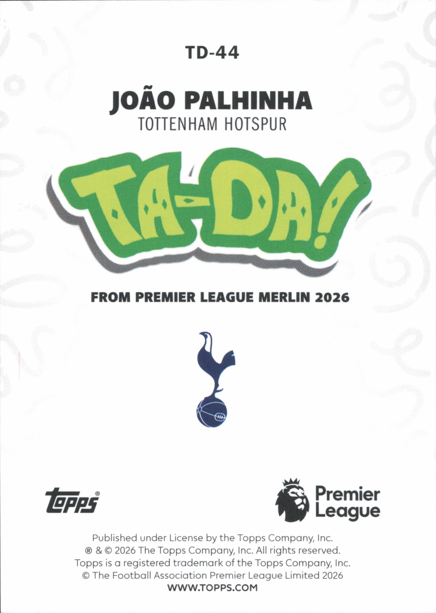 Joao Palhinha Ta-Da Topps Merlin EPL