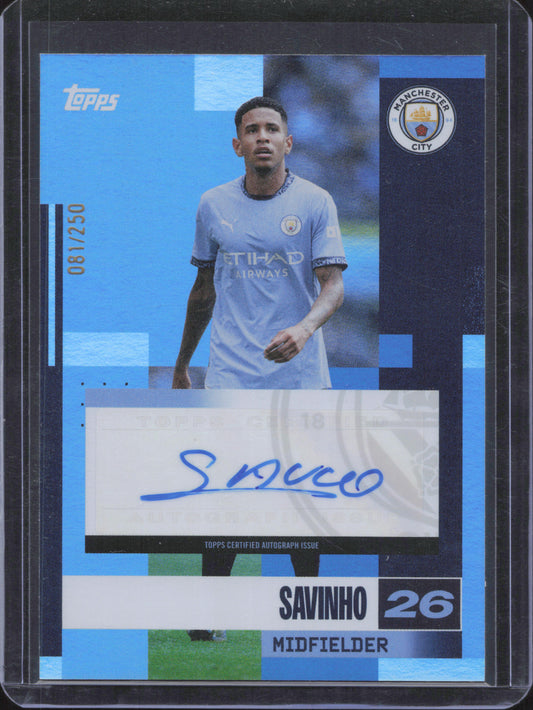 Savinho Autograph Numbered /250 Topps Team Set Manchester City