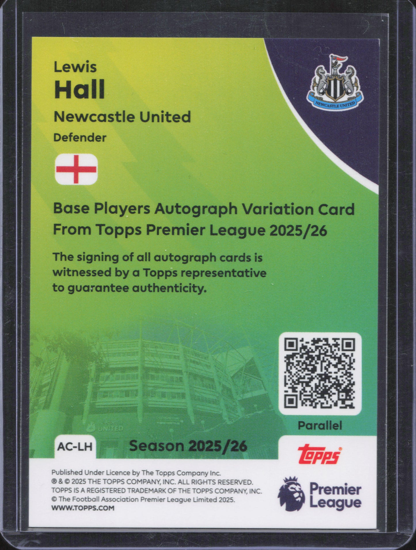 Lewis Hall Autograph Numbered /150 Topps Flagship EPL