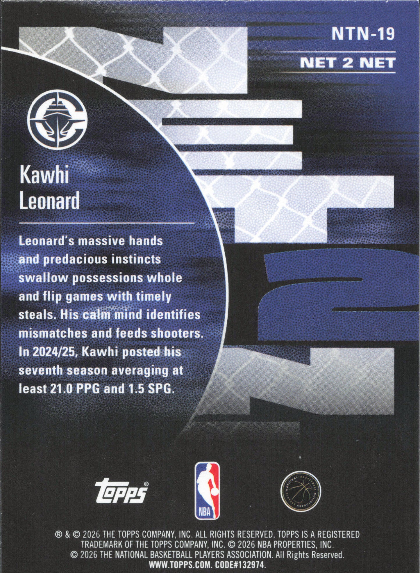 Kawhi Leonard Net2Net Topps NBA Hoops
