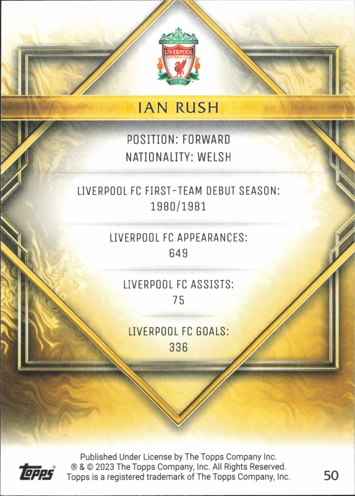 Ian Rush Gold Drip Topps Liverpool Team Set