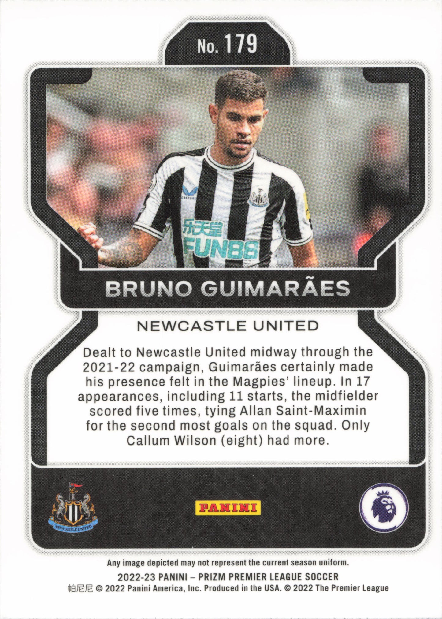 Bruno Guimaraes Rookie Base Panini Prizm EPL