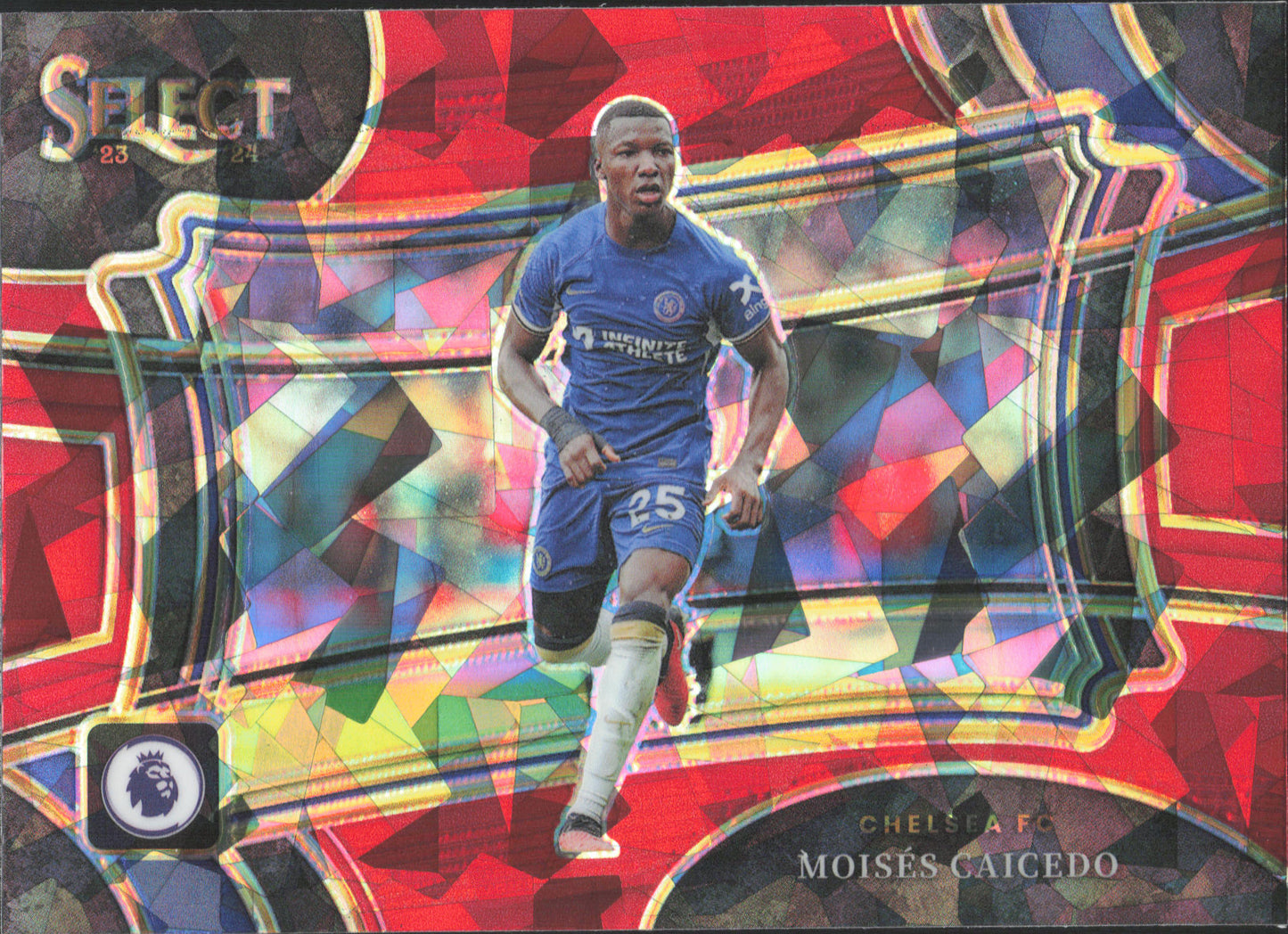 Moises Caicedo Red Cracked Ice Panini Select EPL