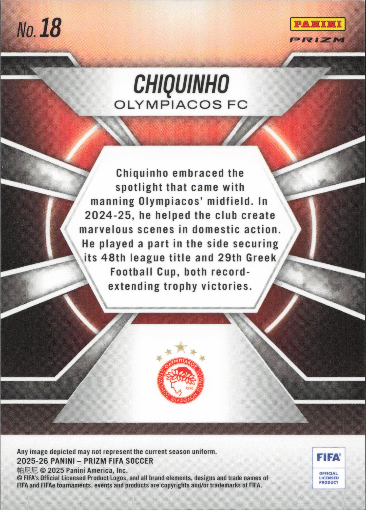Chiquinho Rookie Center Stage Panini Prizm FIFA