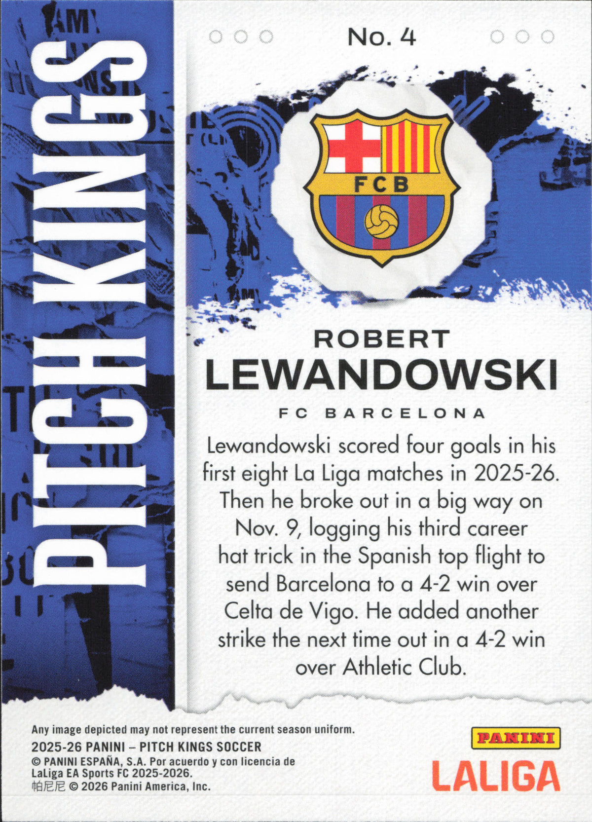 Robert Lewandowski Base Panini Pitch Kings La Liga