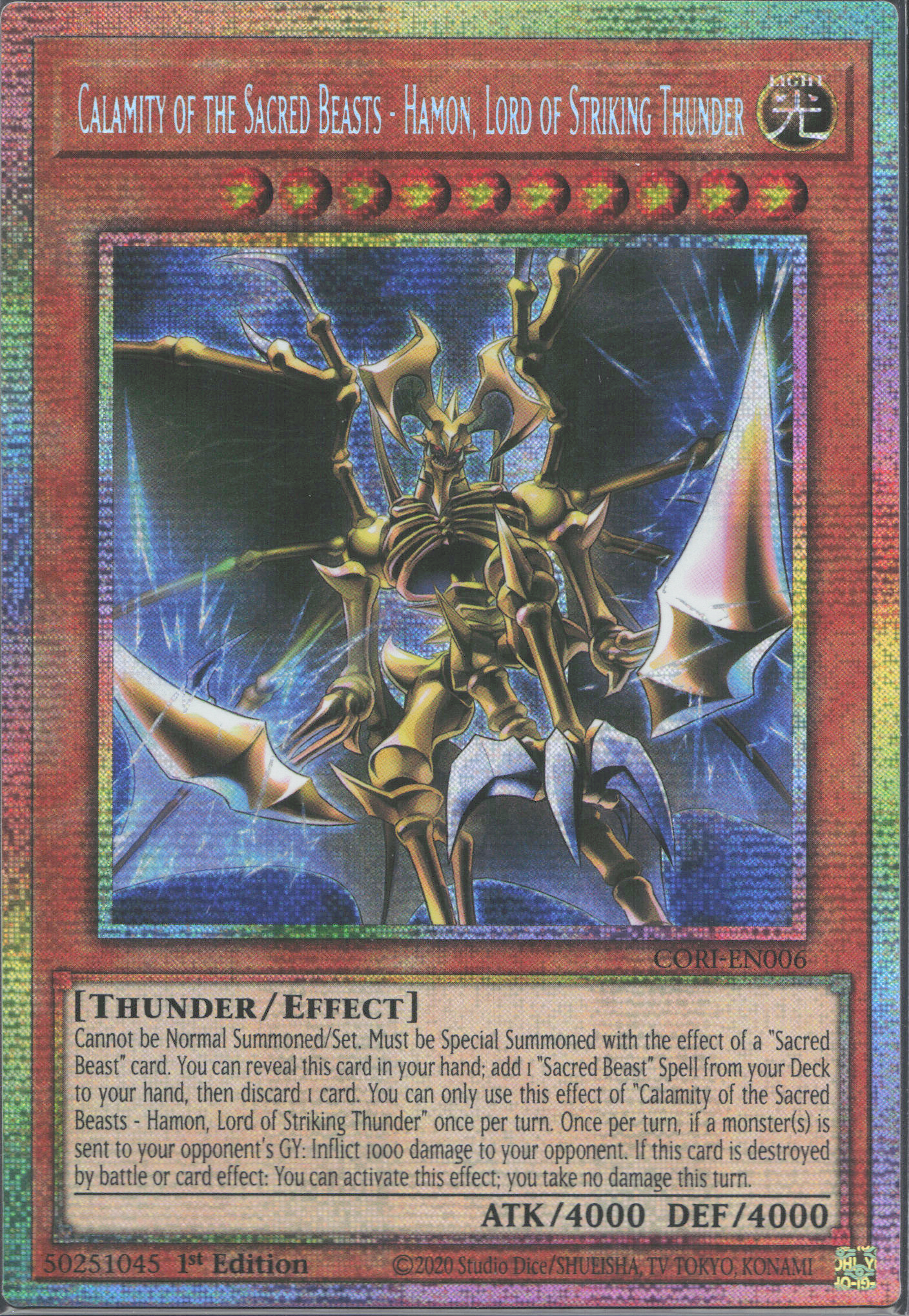 Calamity of the Sacred Beasts - Hamon, Lord of Striking Thunder (V.2 - Starlight Rare)