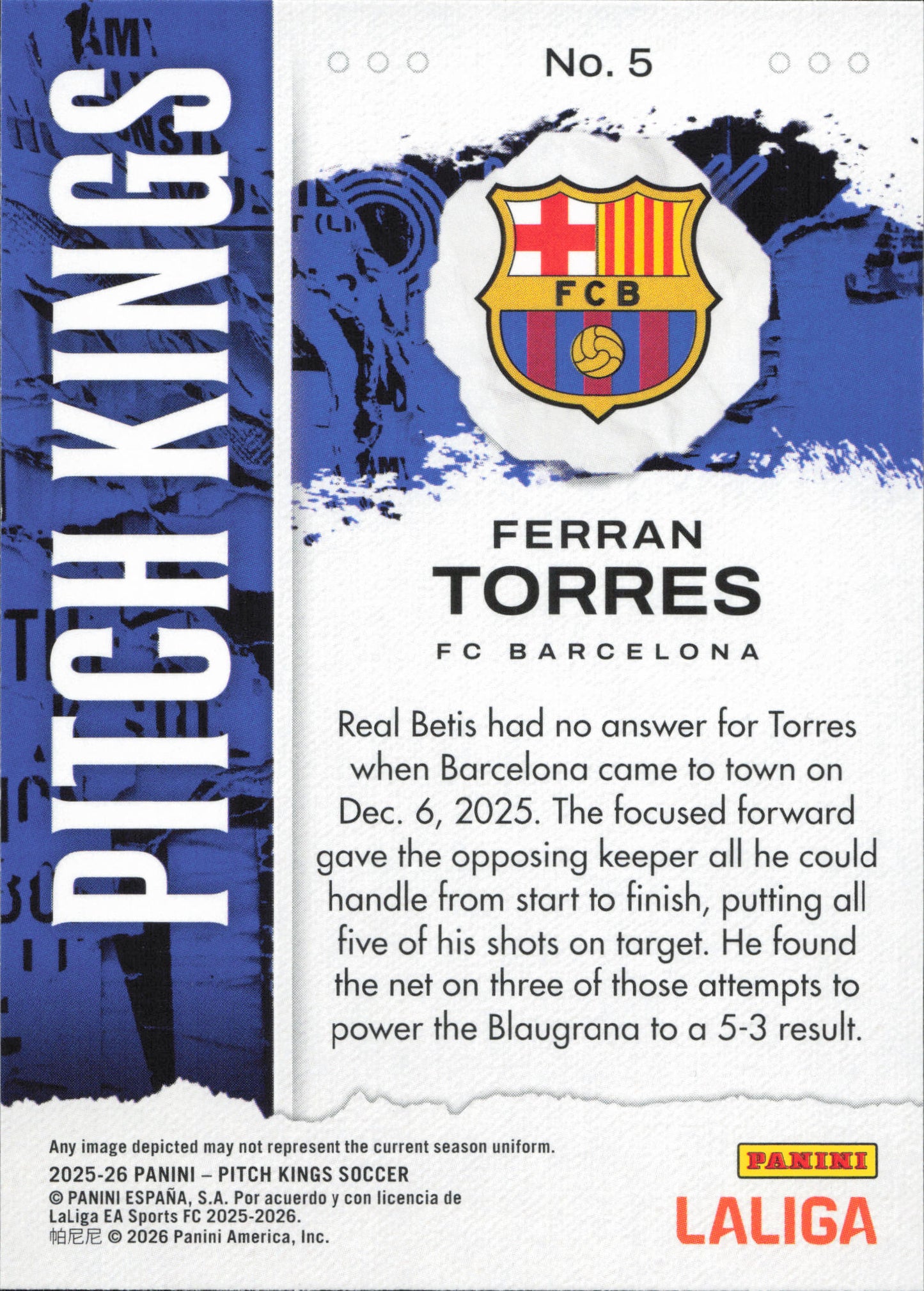 Ferran Torres Base Panini Pitch Kings La Liga