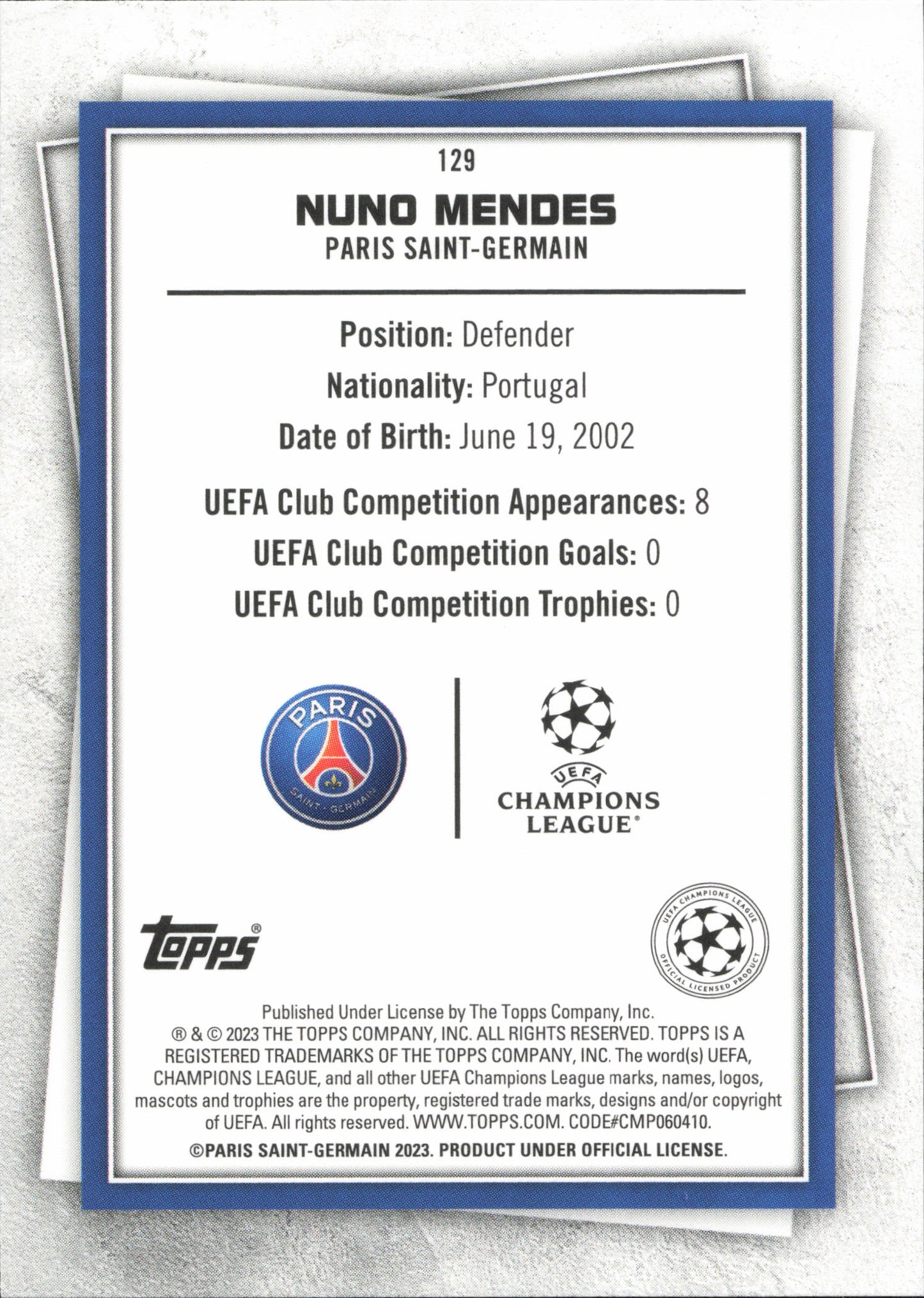 Nuno Mendes Uncommon Topps Superstars