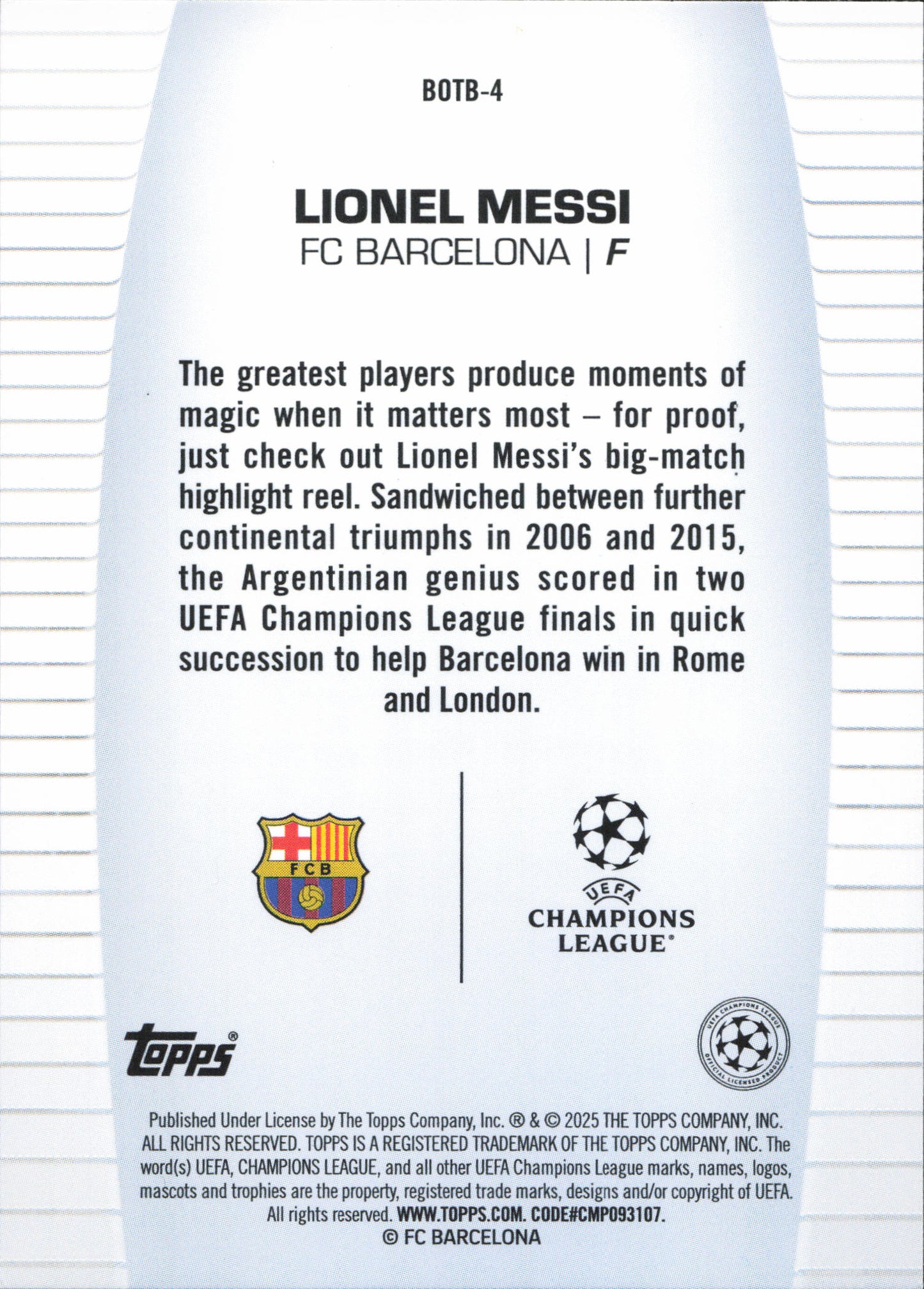 Lionel Messi Best of the Best Topps Flagship