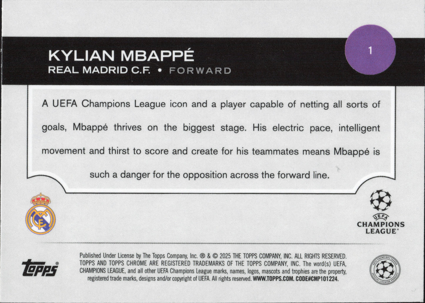 Kylian Mbappe Base Topps Chrome UCC