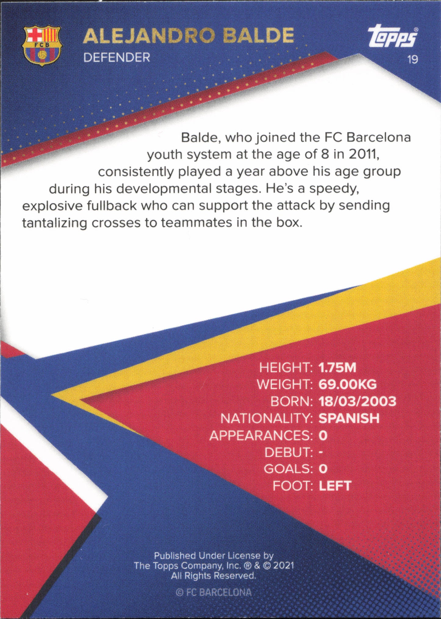 Alejandro Balde Rookie Topps Barcelona Team Set
