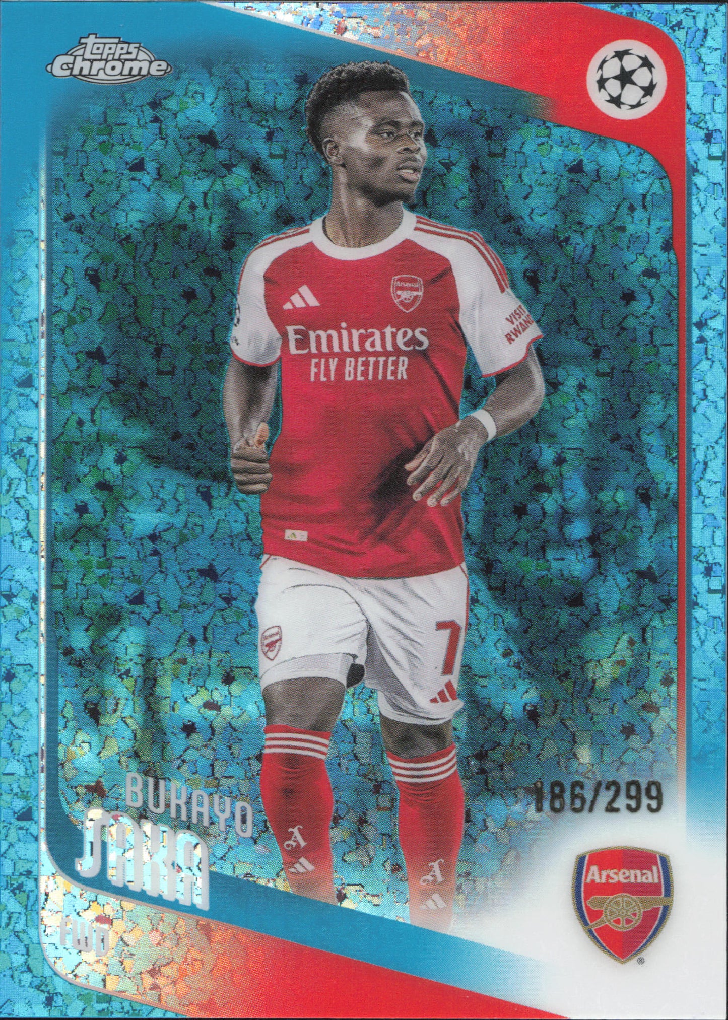 Bukayo Saka Numbered /299 Topps Chrome UCC