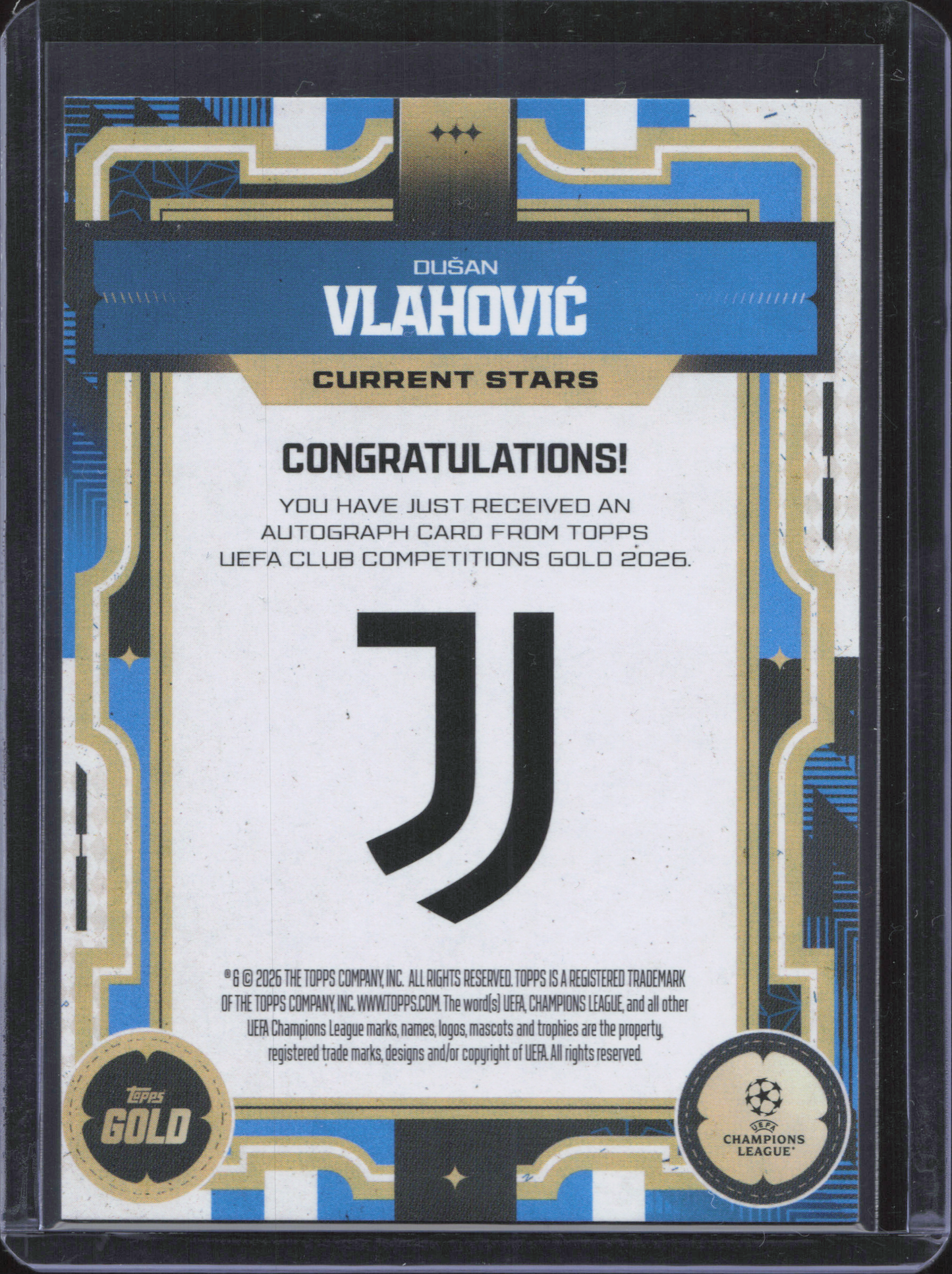 Dusan Vlahovic Autograph Numbered /99 Topps Gold