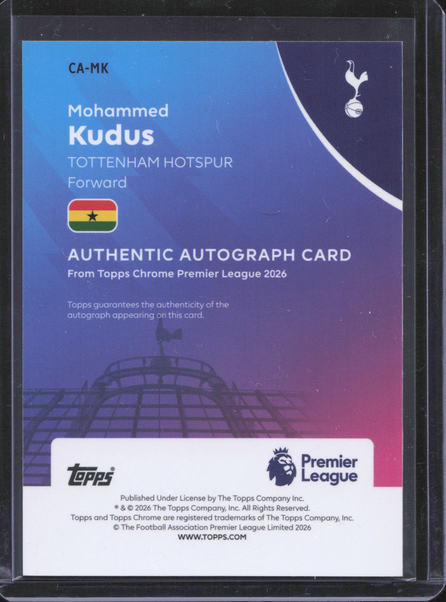 Mohammed Kudus Autograph Numbered /25 Topps Chrome EPL