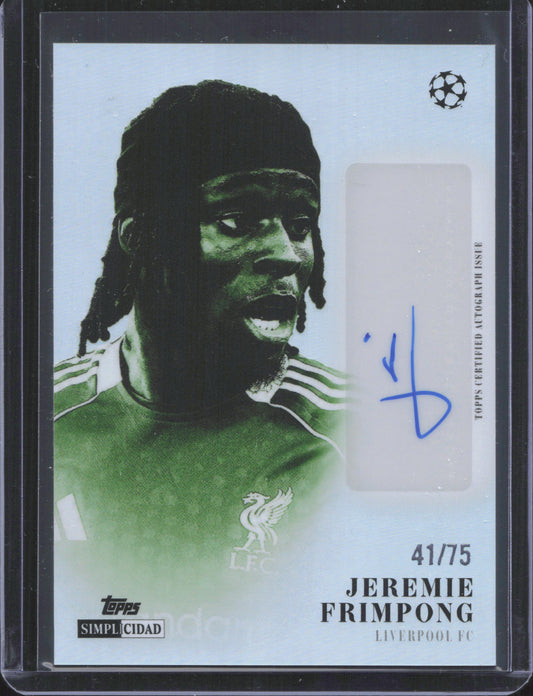 Jeremie Frimpong Autograph Numbered /75 Topps Simplicidad