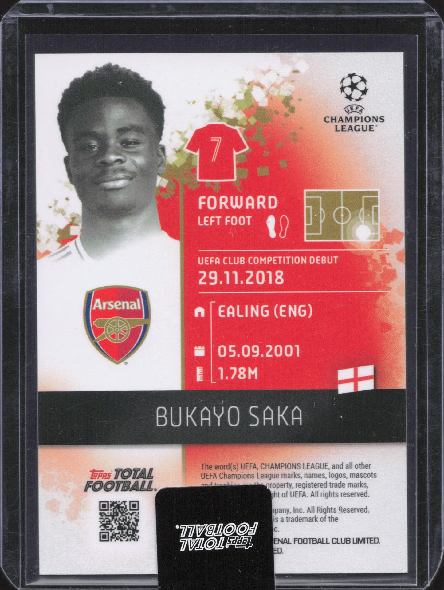 Bukayo Saka Numbered /75 Topps Total Football