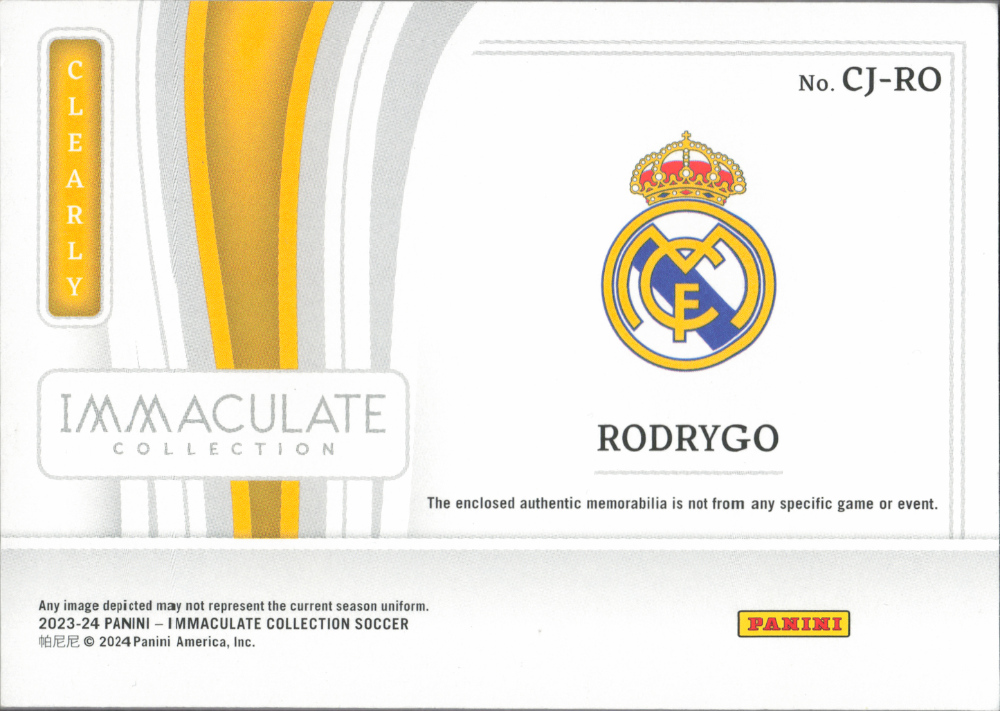 Rodrygo Patch Numbered /99 Panini Immaculate