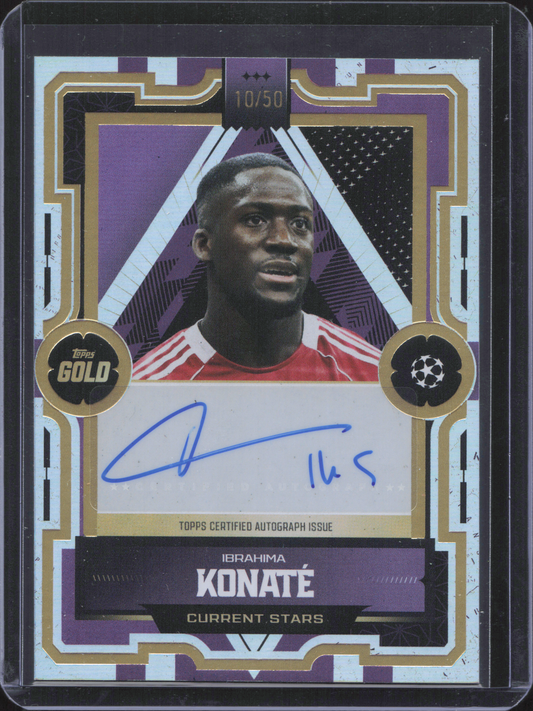 Ibrahima Konate Autograph Numbered /50 Topps Gold UCC