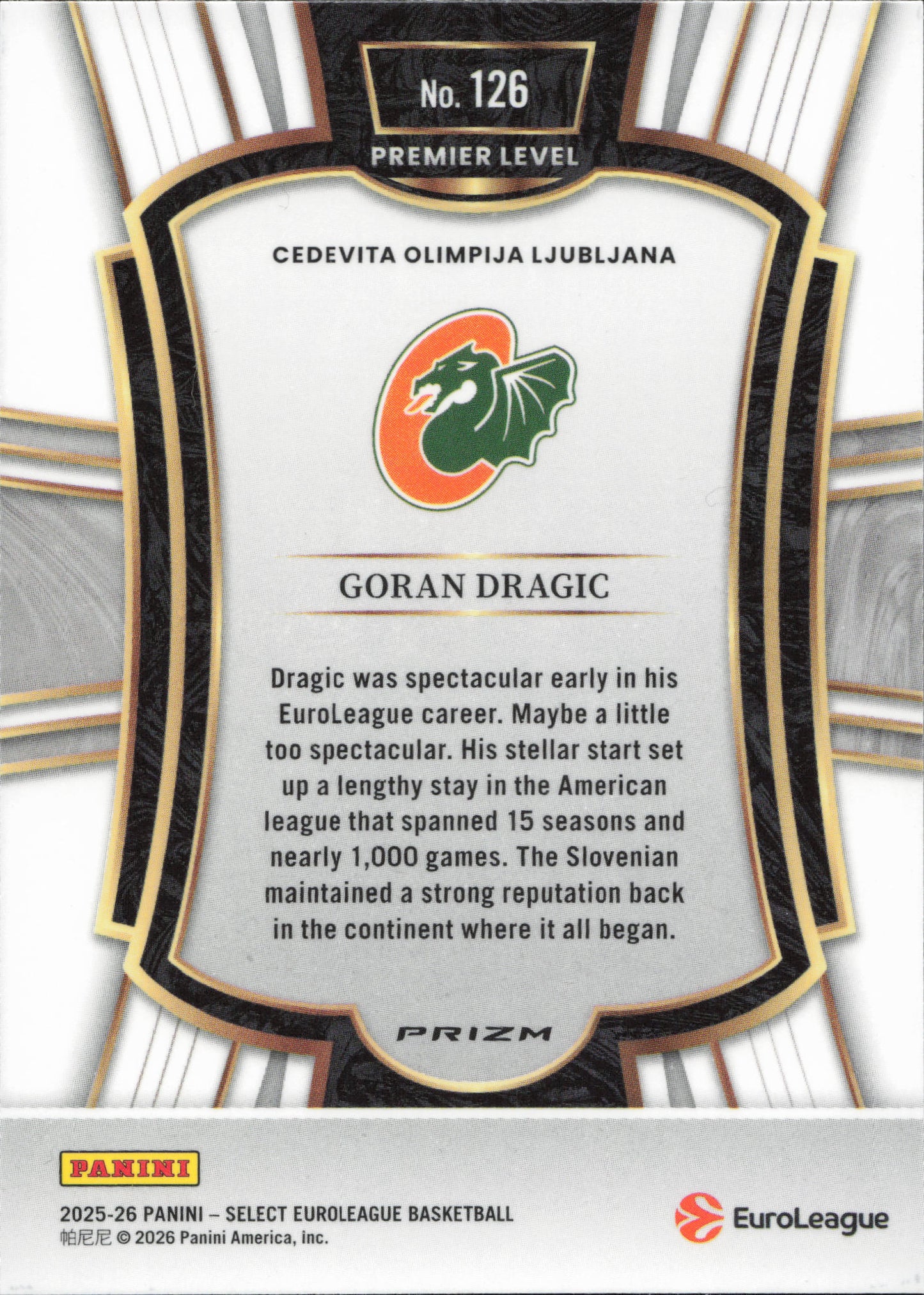 Goran Dragic Prizm Panini Select EuroLeague