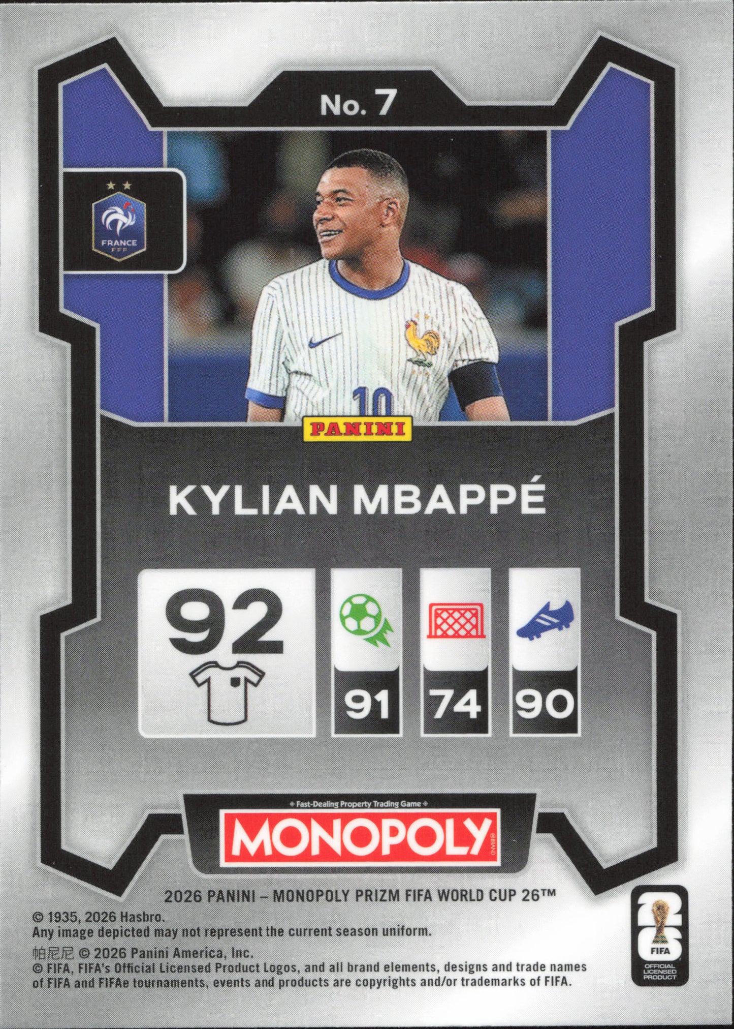 Kylian Mbappe Base Panini Prizm Monopoly World Cup