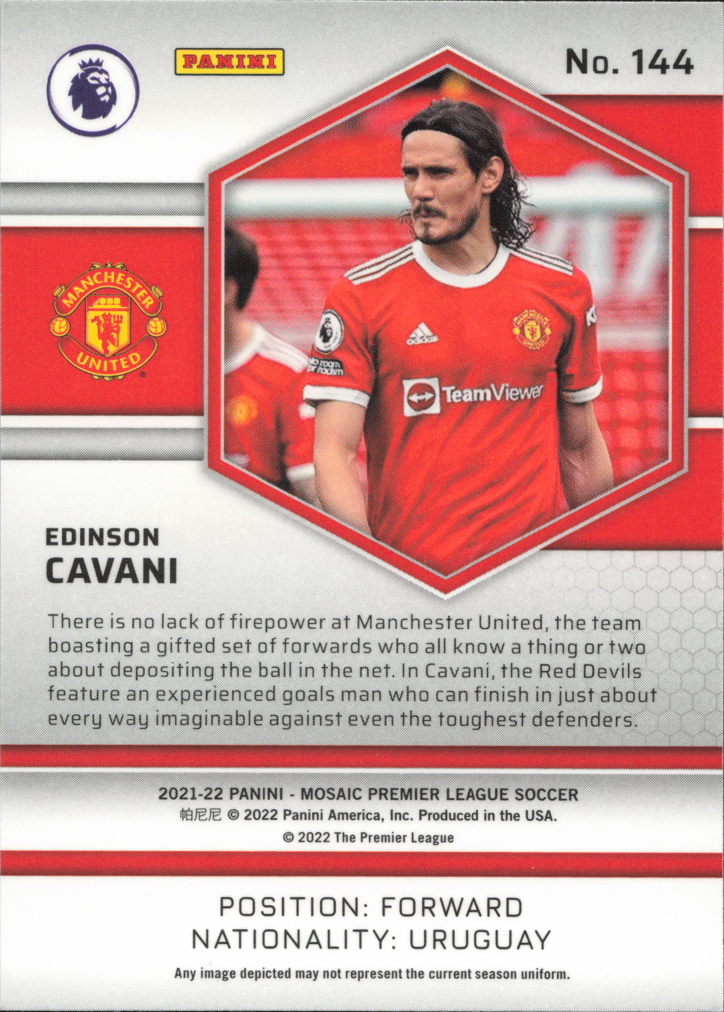 Edinson Cavani Base Panini Mosaic EPL