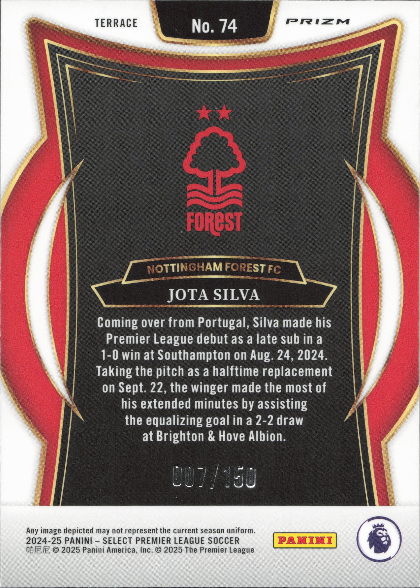 Jota Silva Rookie Numbered /150 Camo Panini Select EPL