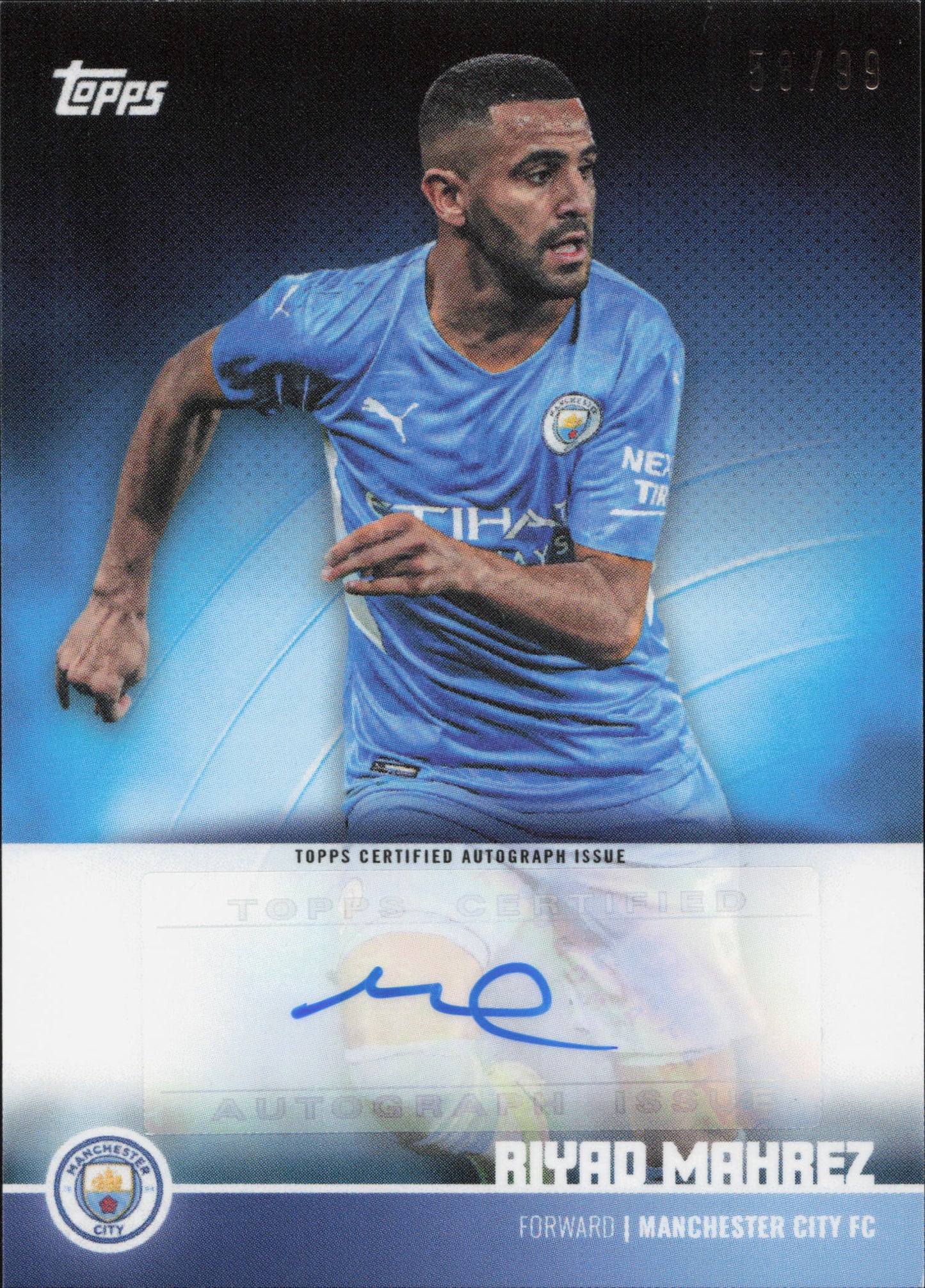 Riyad Mahrez Autograph Numbered /99 Topps Team Set