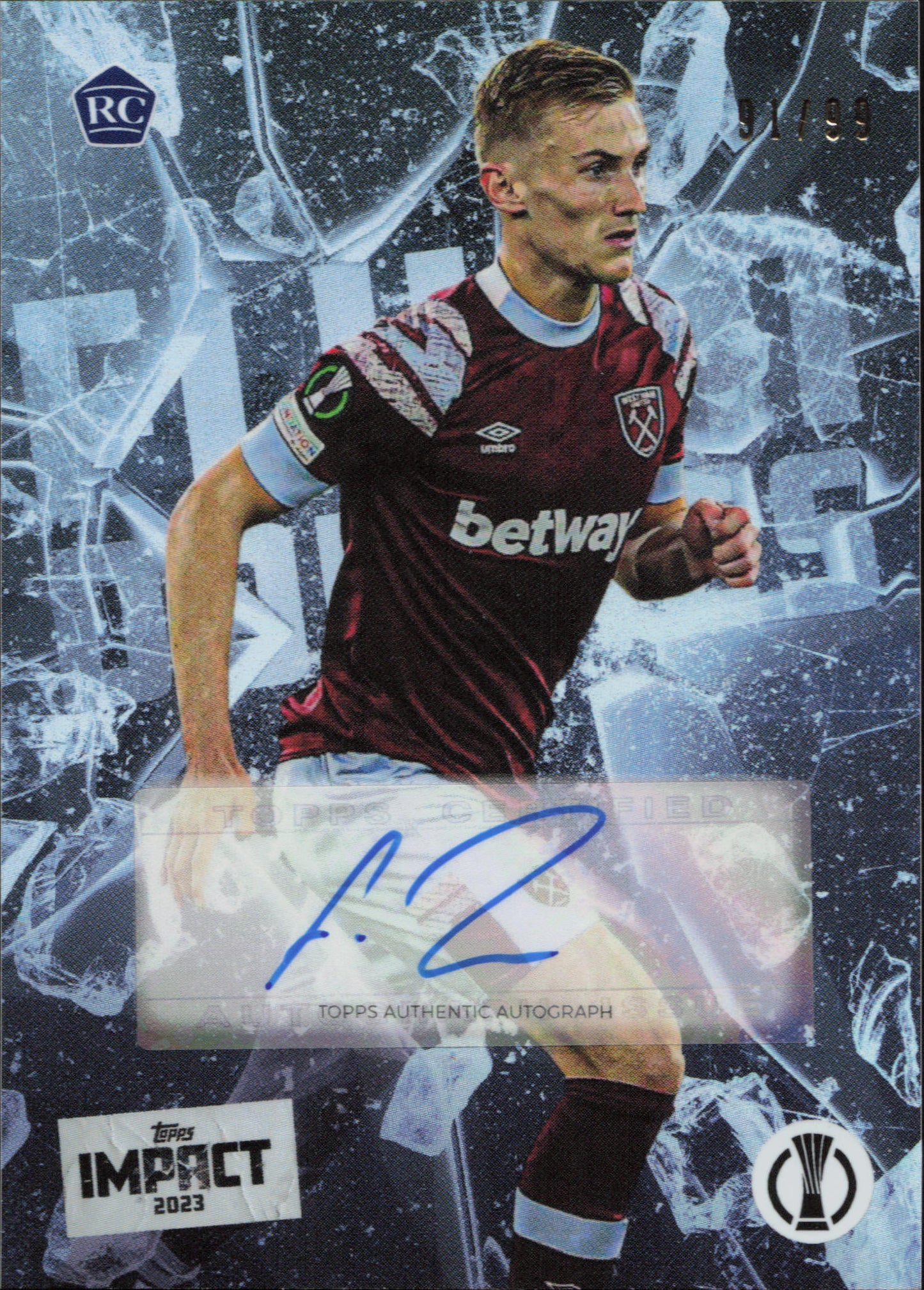 Flynn Downes Rookie Autograph Numbered /99 Topps Impact