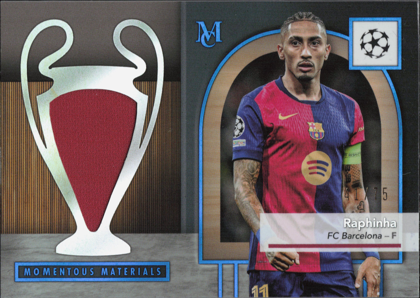 Raphinha Player-Worn Patch Numbered /75 Topps Museum