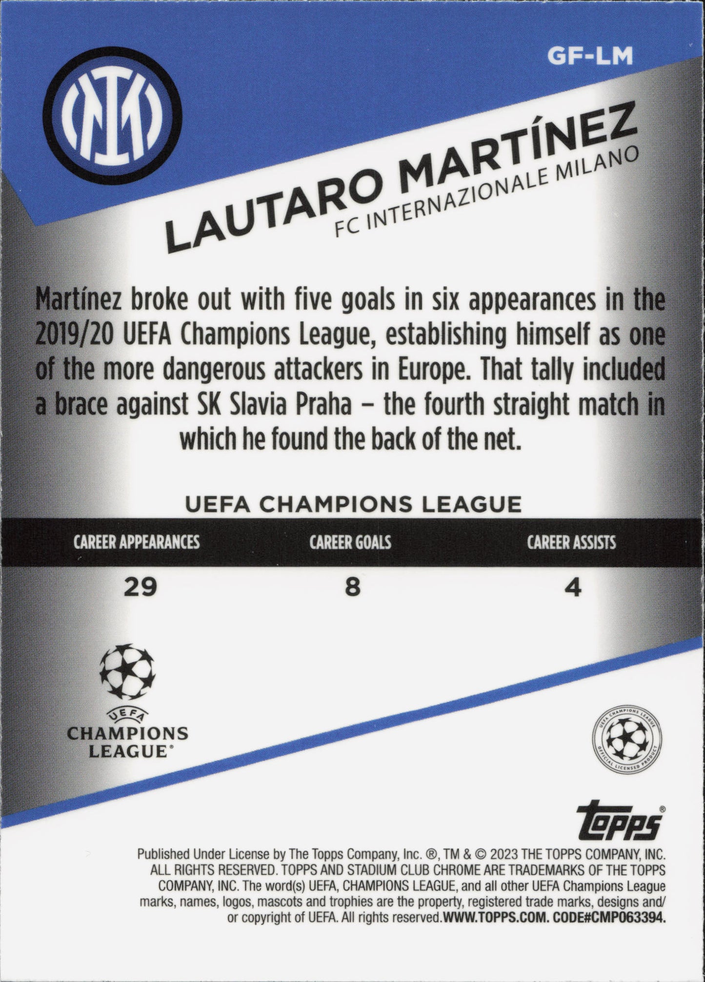 Lautaro Martinez Goal Force Topps Stadium Club Chrome