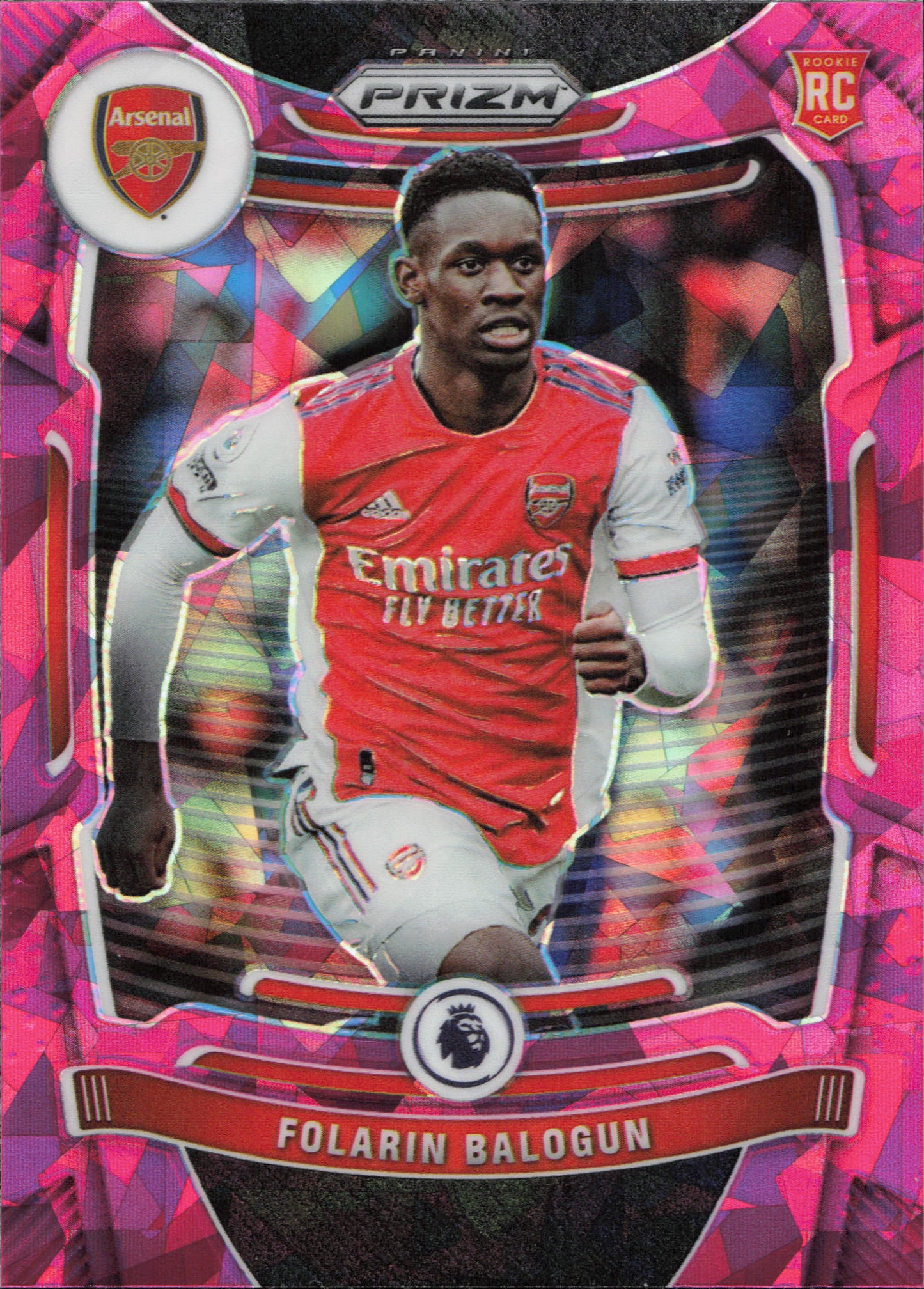 Folarin Balogun Rookie Pink Cracked Ice Panini Prizm EPL