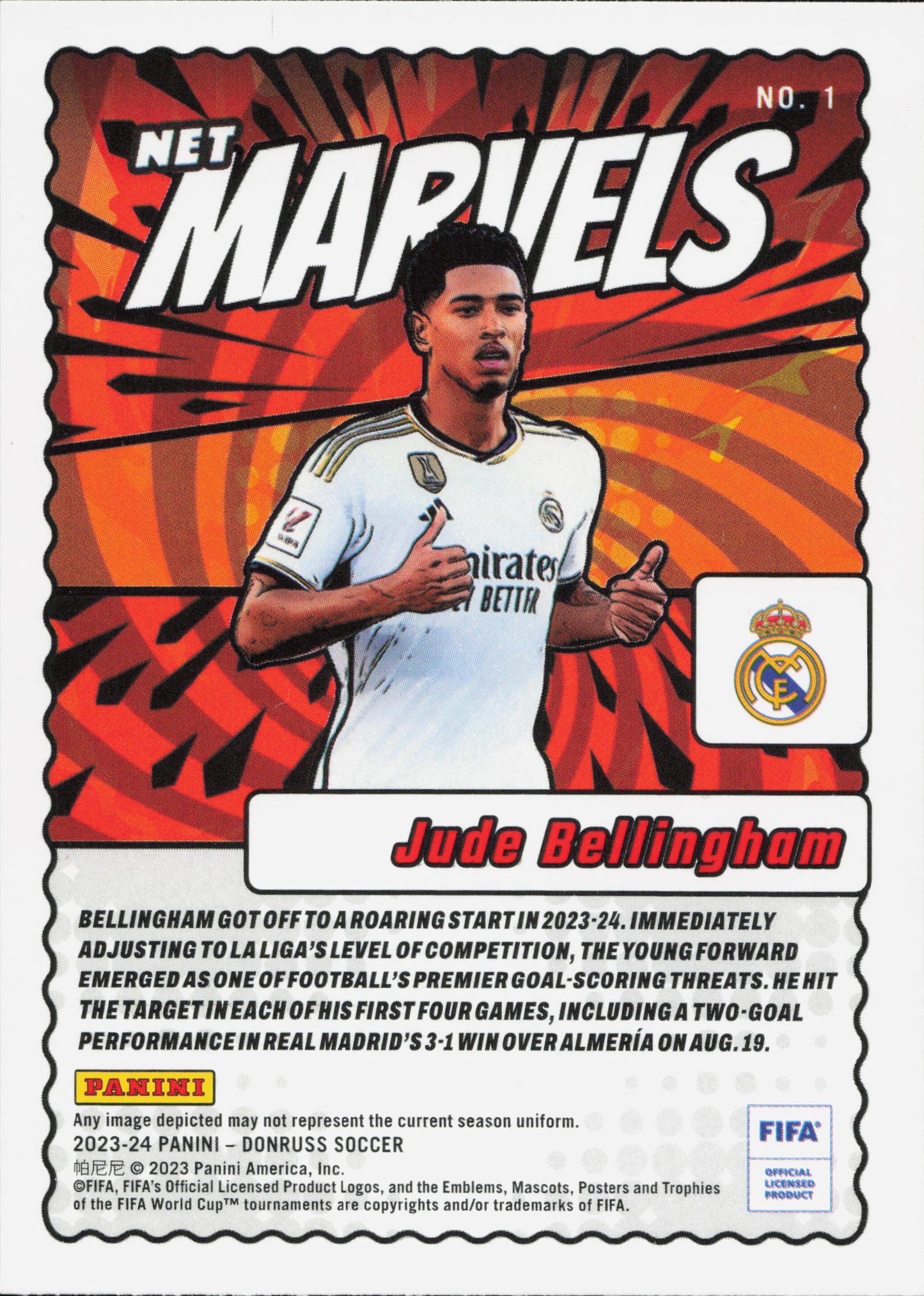 Jude Bellingham Red Parallel Net Marvels Panini Donruss FIFA