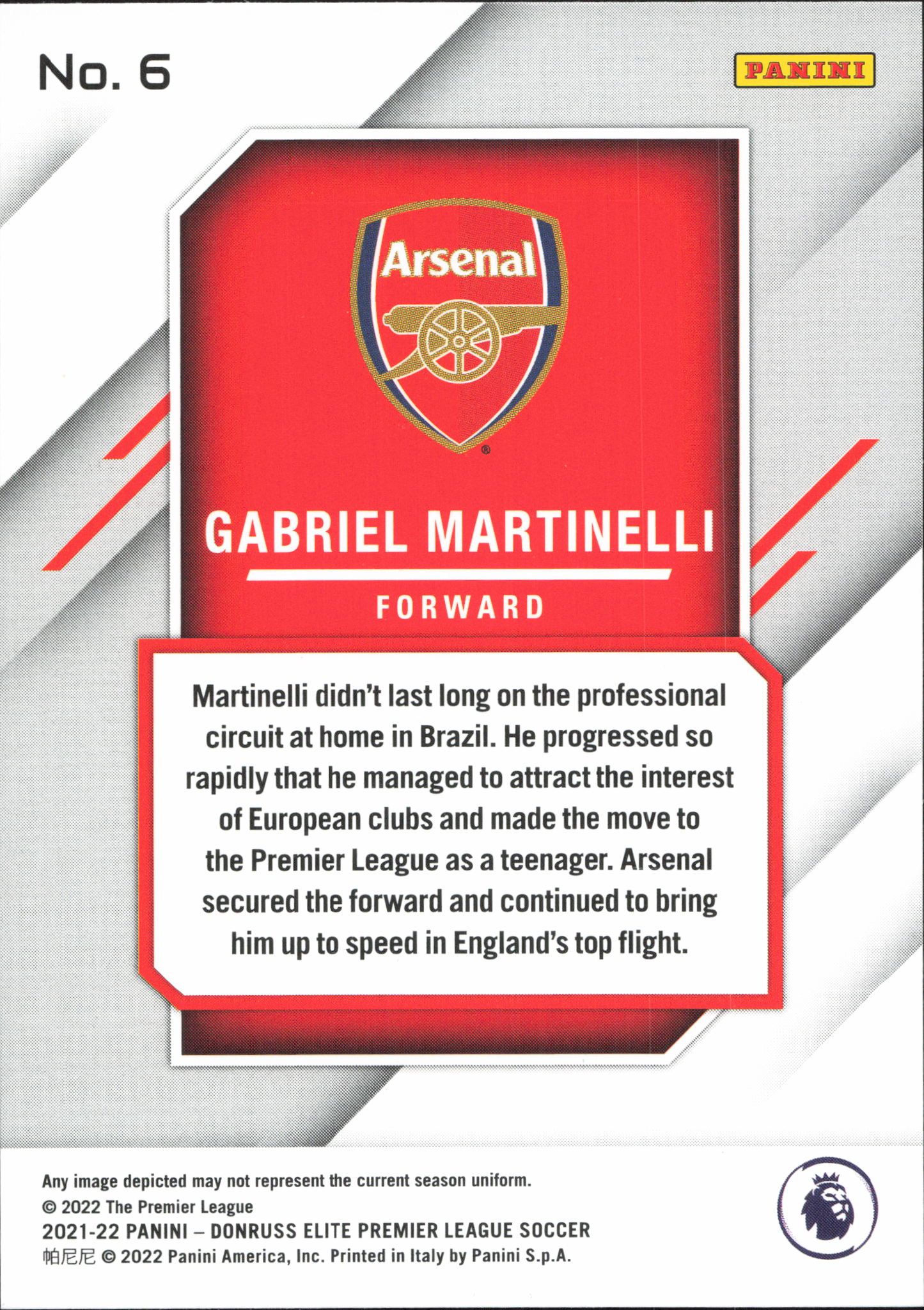 Gabriel Martinelli Rookie Panini Donruss Elite