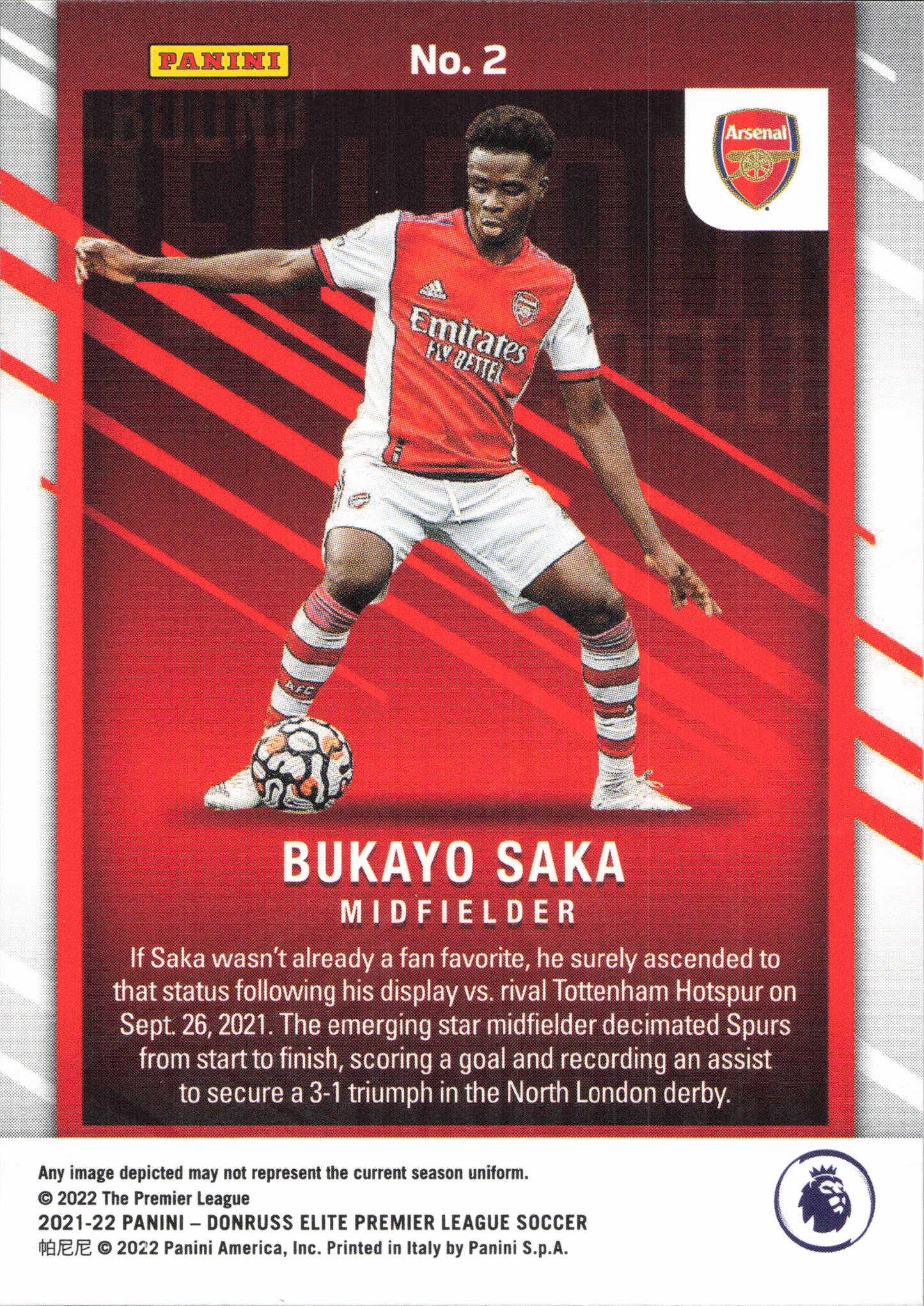 Bukayo Saka Spellbound No.2 Panini Donruss Elite