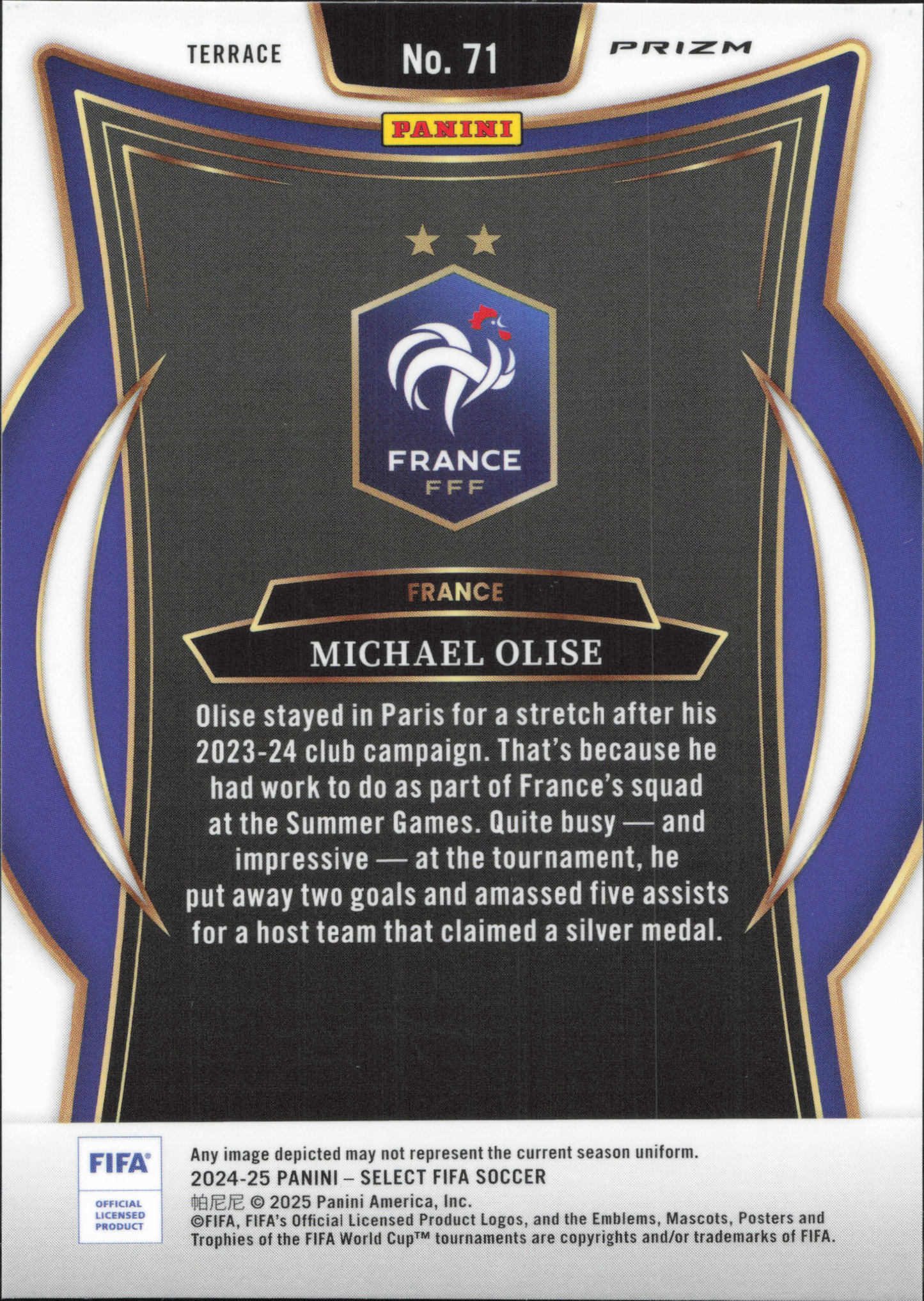 Michael Olise Purple Mojo Prizm Panini Select FIFA