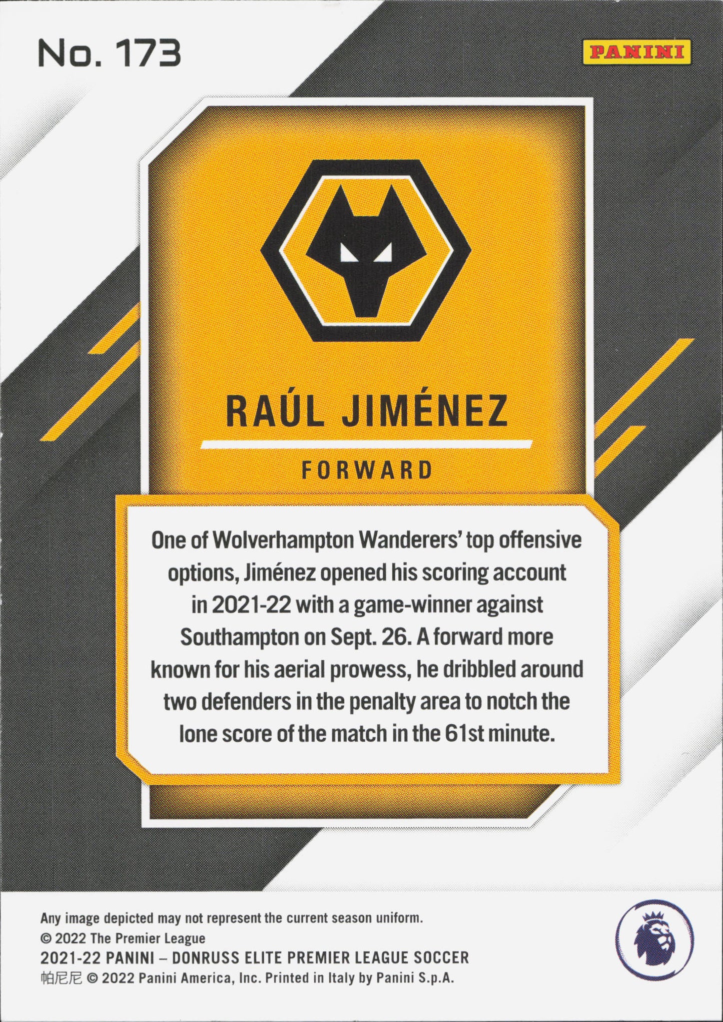 Raul Jimenez Numbered /49 Panini Donruss Elite