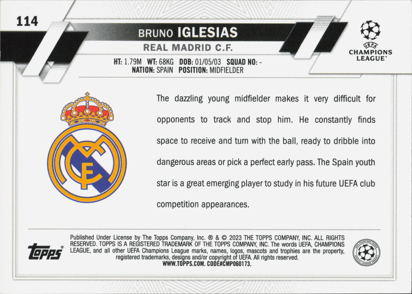 Bruno Iglesias Rookie Base Topps Chrome
