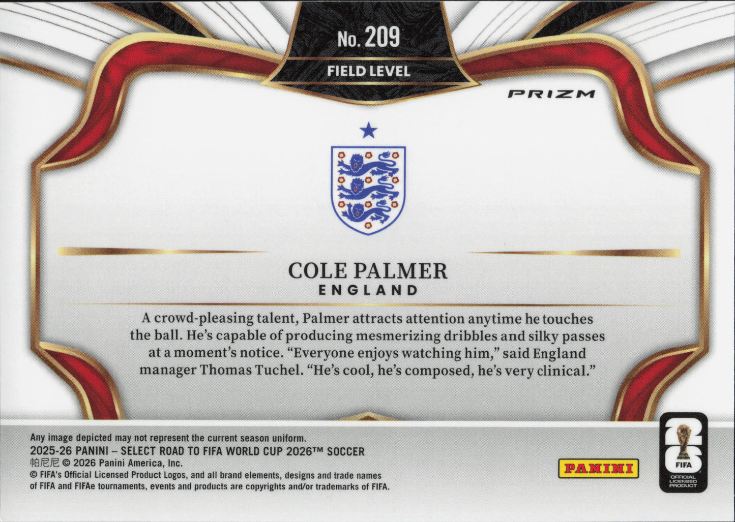 Cole Palmer Purple Mojo Panini Select World Cup